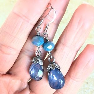 #61 Handmade Blue Teardrop Casual Beaded Earrings